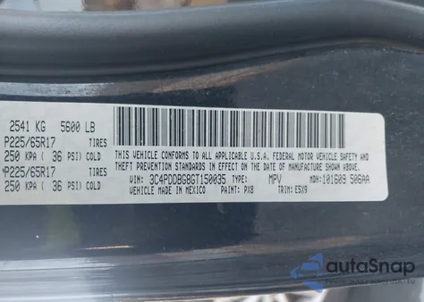 2016 Dodge Journey Sxt z USA, uszkodzony, nr VIN 3C4PDDBG8GT150035